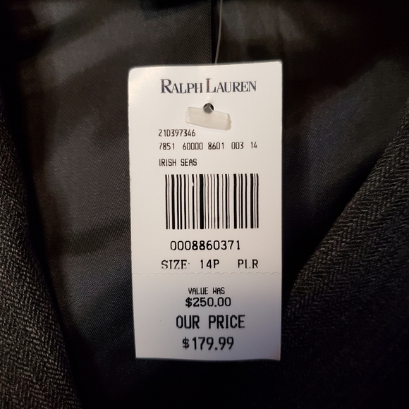 NWT Lauren Ralph Lauren Petite Gray Wool Blend Double Breasted Blazer Womens 14P - Picture 12 of 12